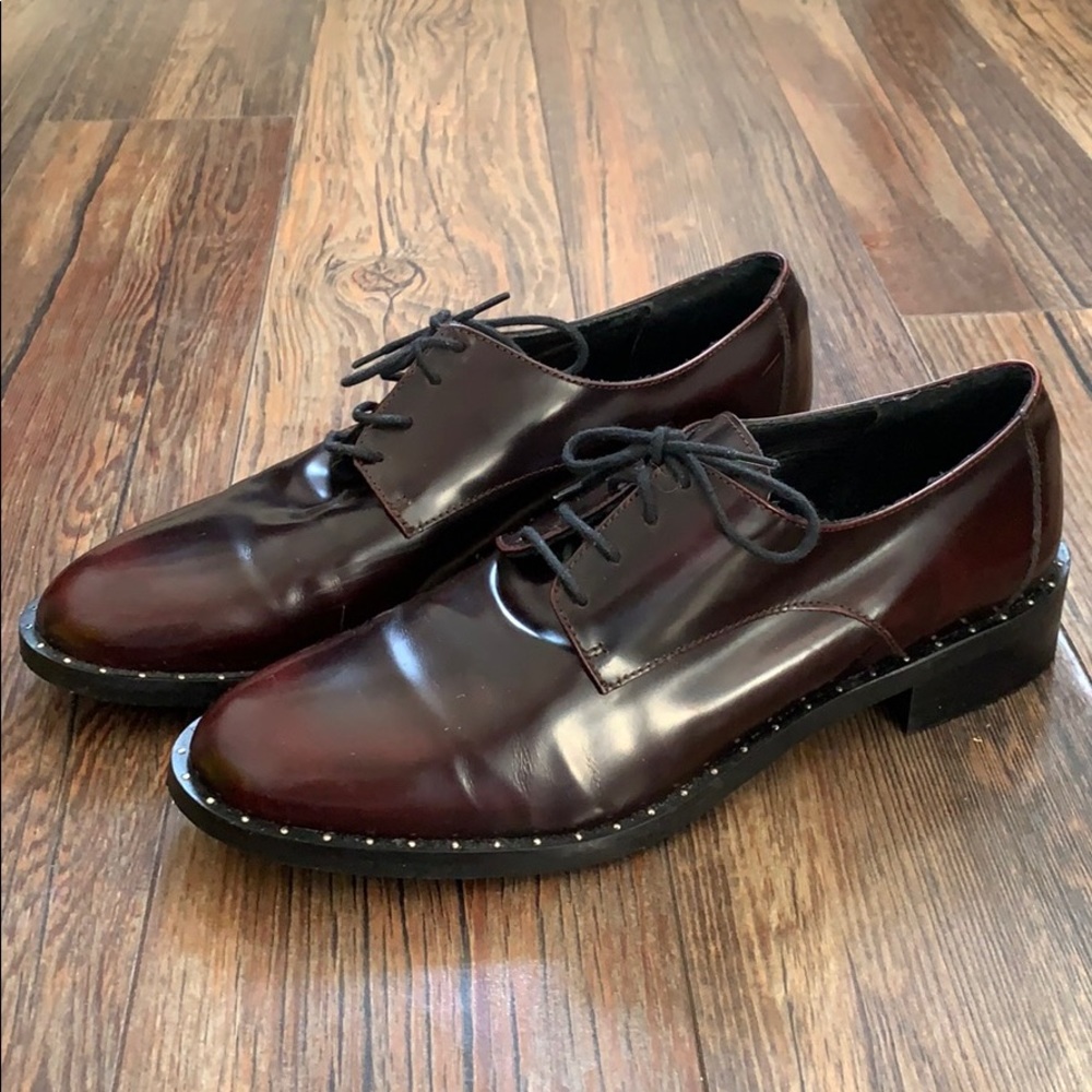 Barbara Barbieri leather Maroon Studded oxfords